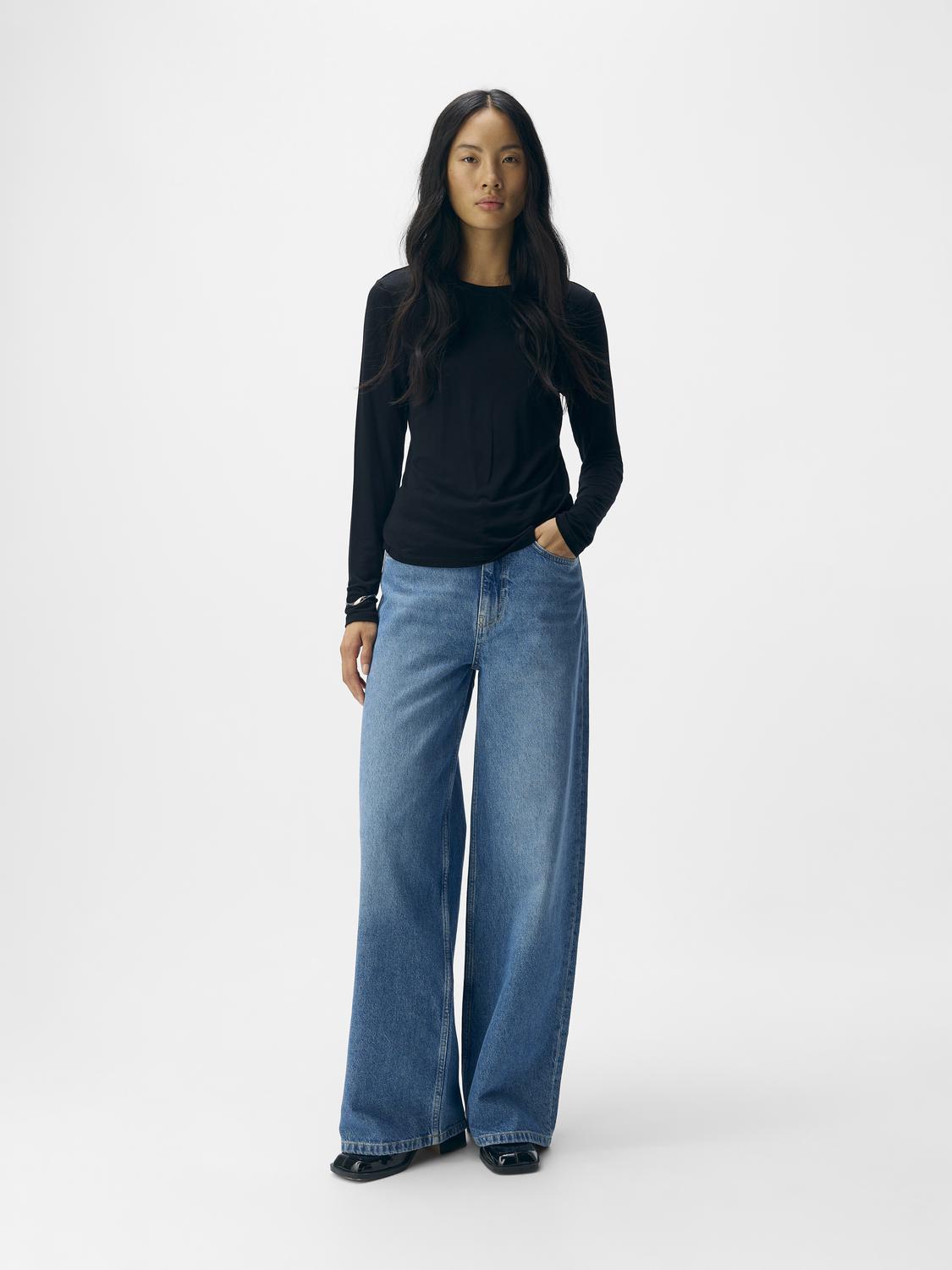 Objzofia Sli L/s O-Neck Top Noos Sort