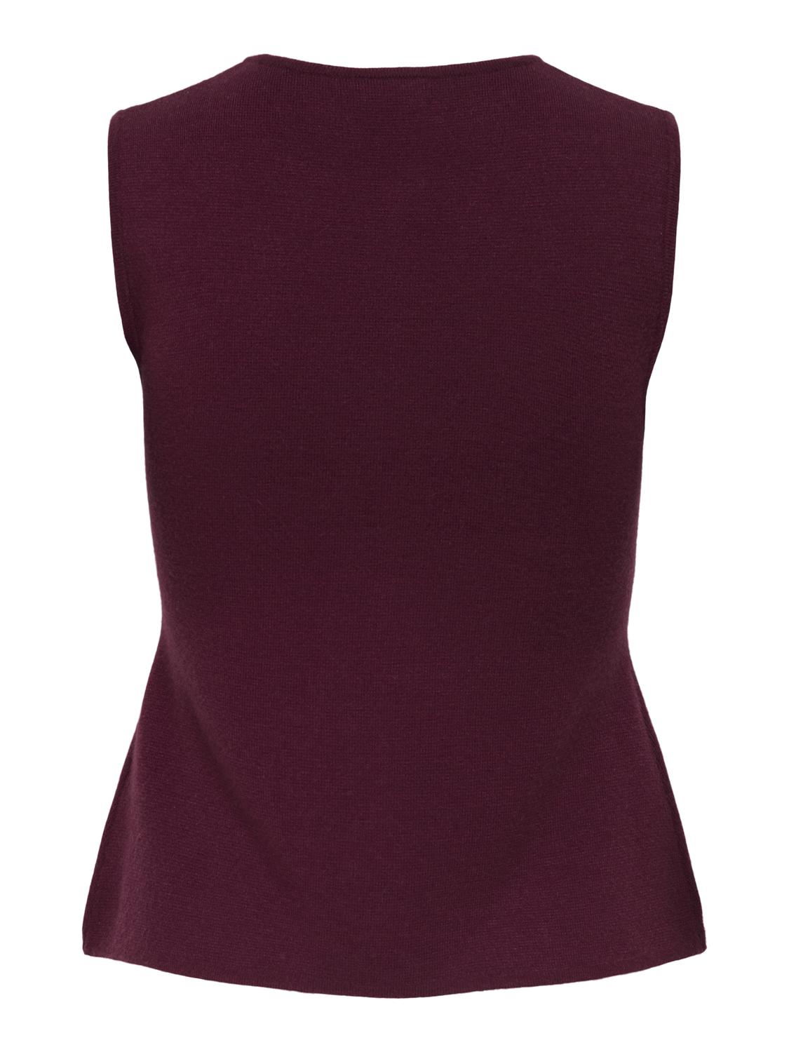 Jdyriley S/l O-Neck Two Way Zip Vest Knt Mørkerød