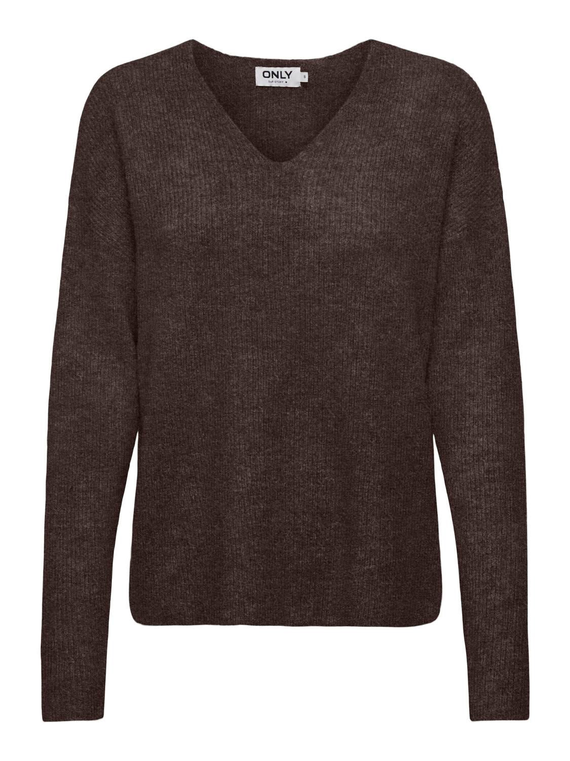 Onlcamilla V-Neck L/s Pullover Knt Noos Brun