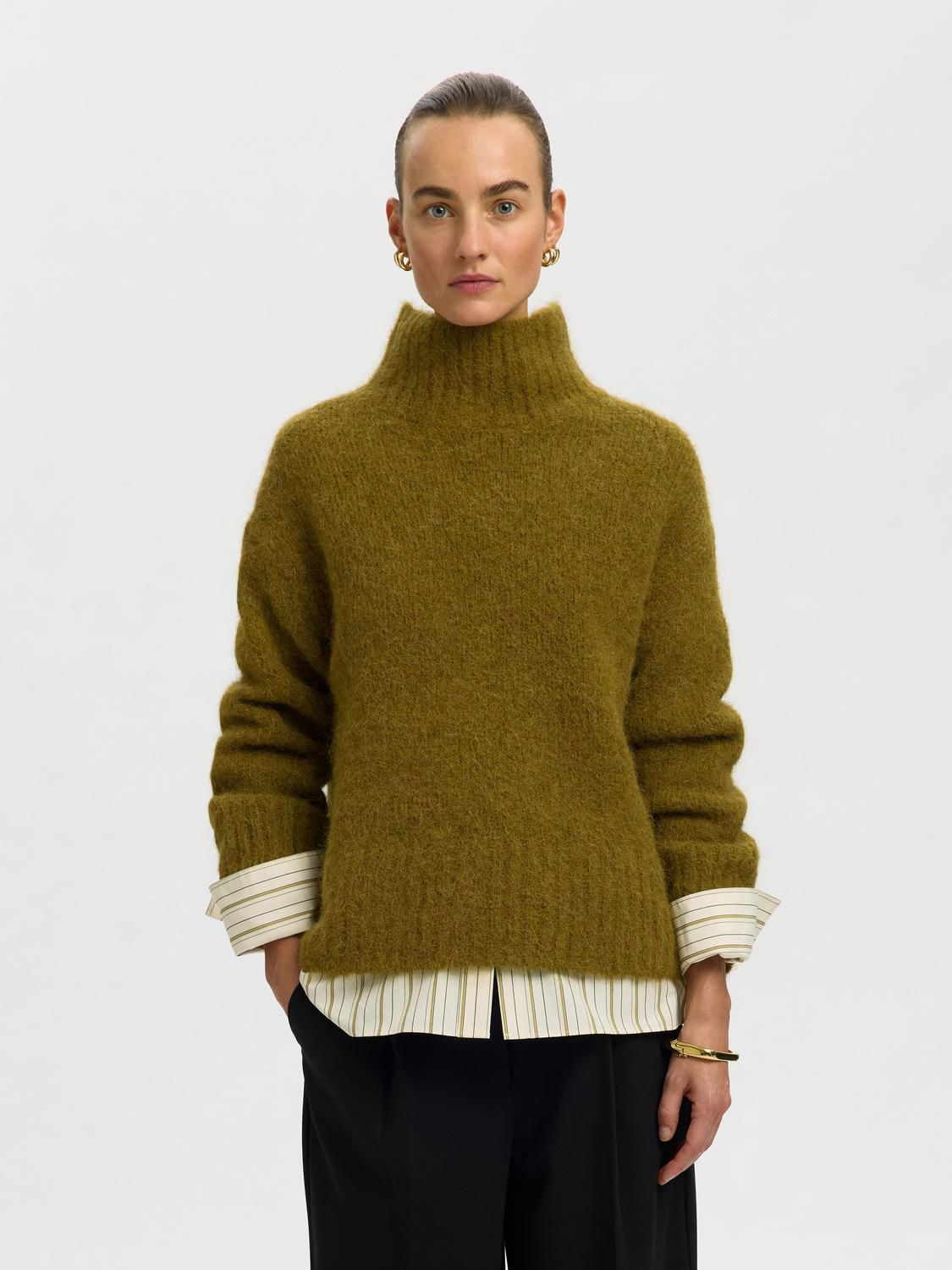 Slwgabriella Ls Knit High Neck Noos Grønn