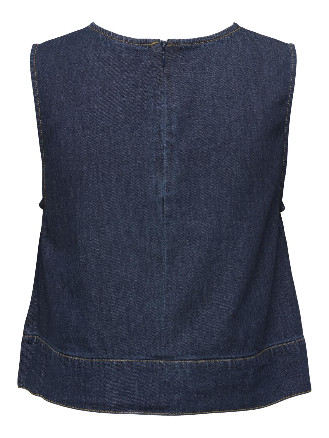 JDYSABRINA ROUNDNECK S/L TOP DNM Mørkeblå