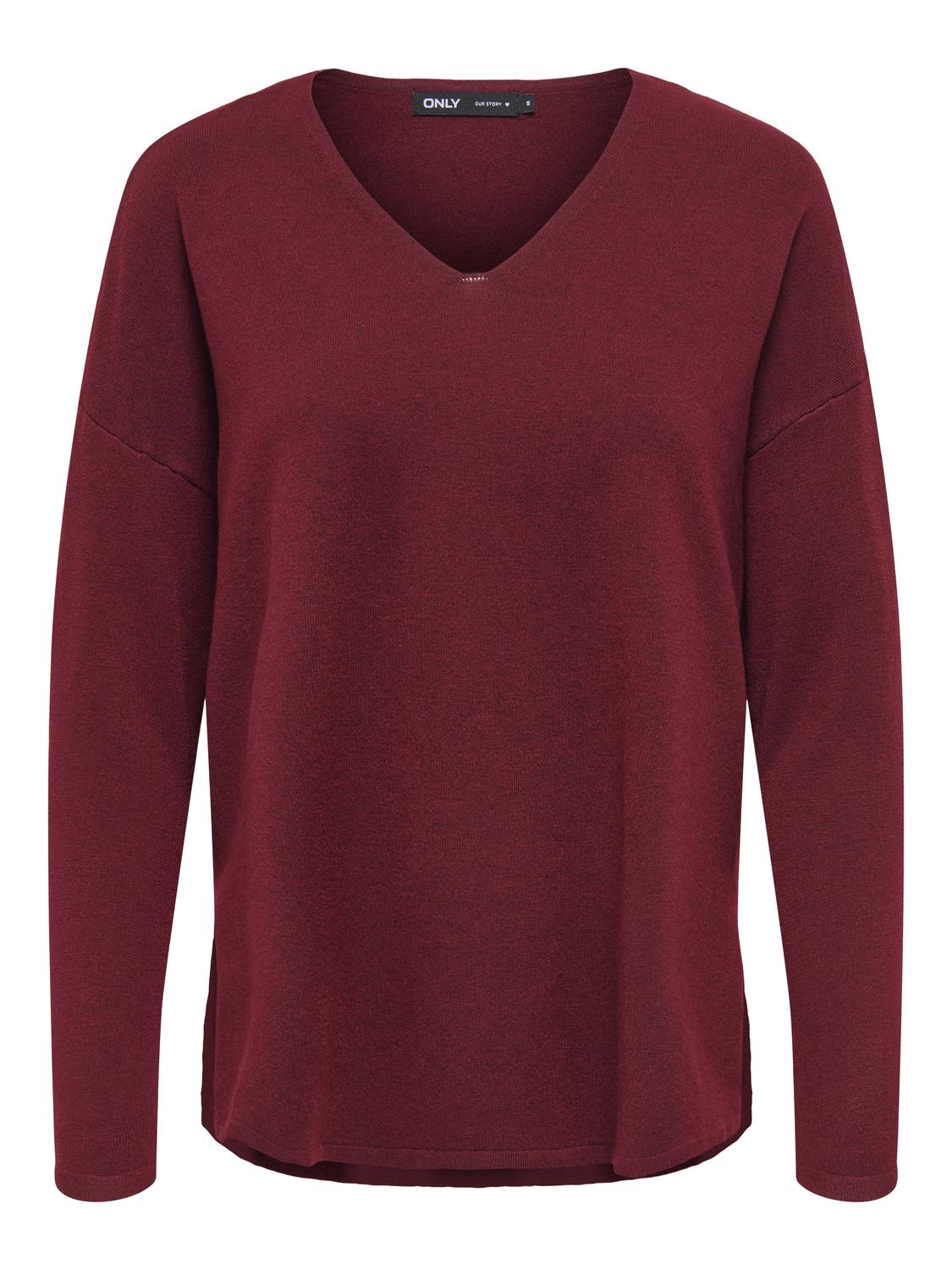 Onlamalio Life Ls V-Neck Knt Mørkelilla