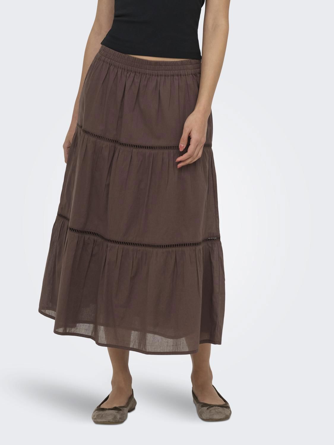 Onlisabella Long Skirt Wvn Brun