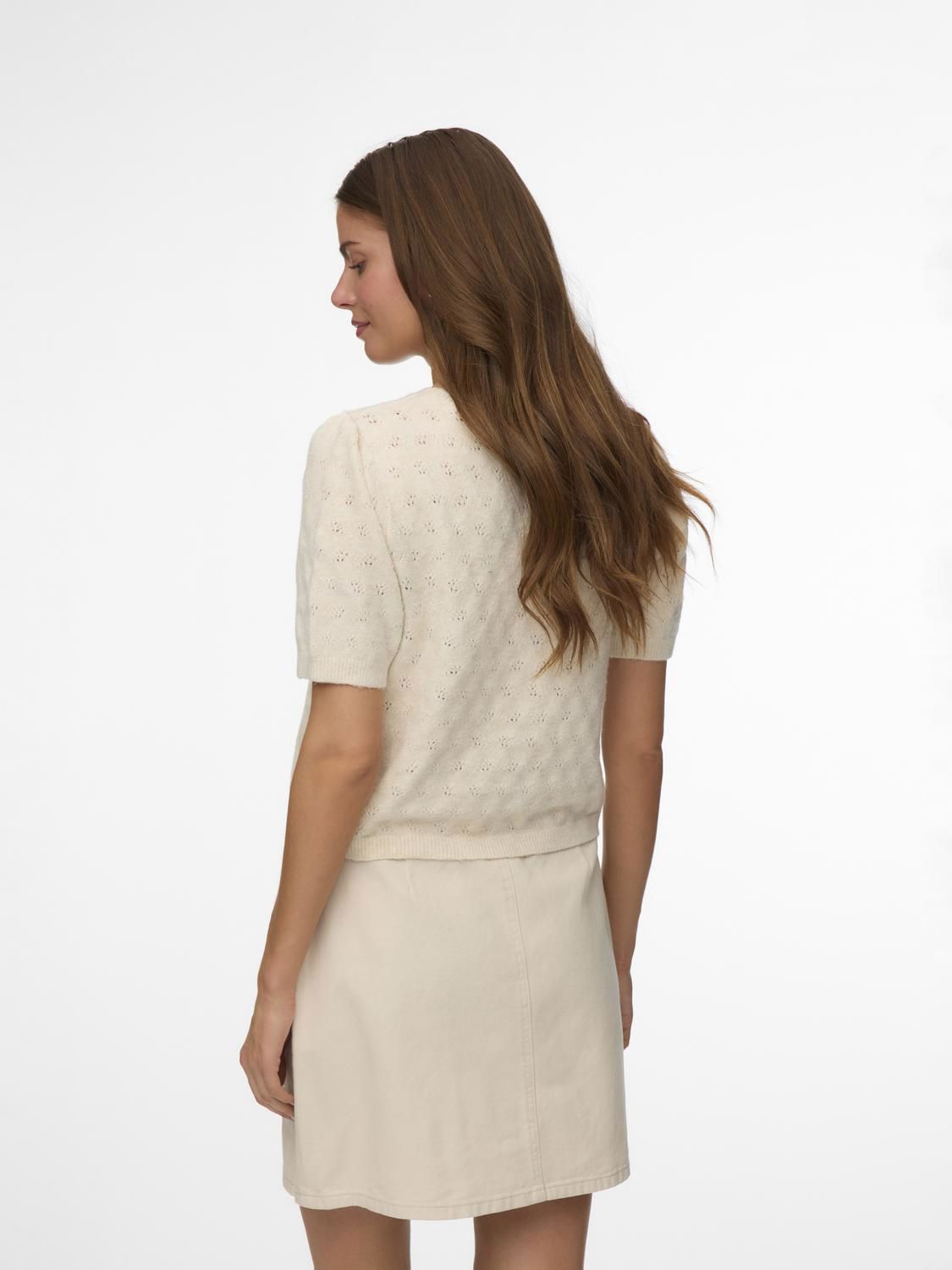 Vmdoffy Stitch 2/4 O-Neck Pullover Noos Beige