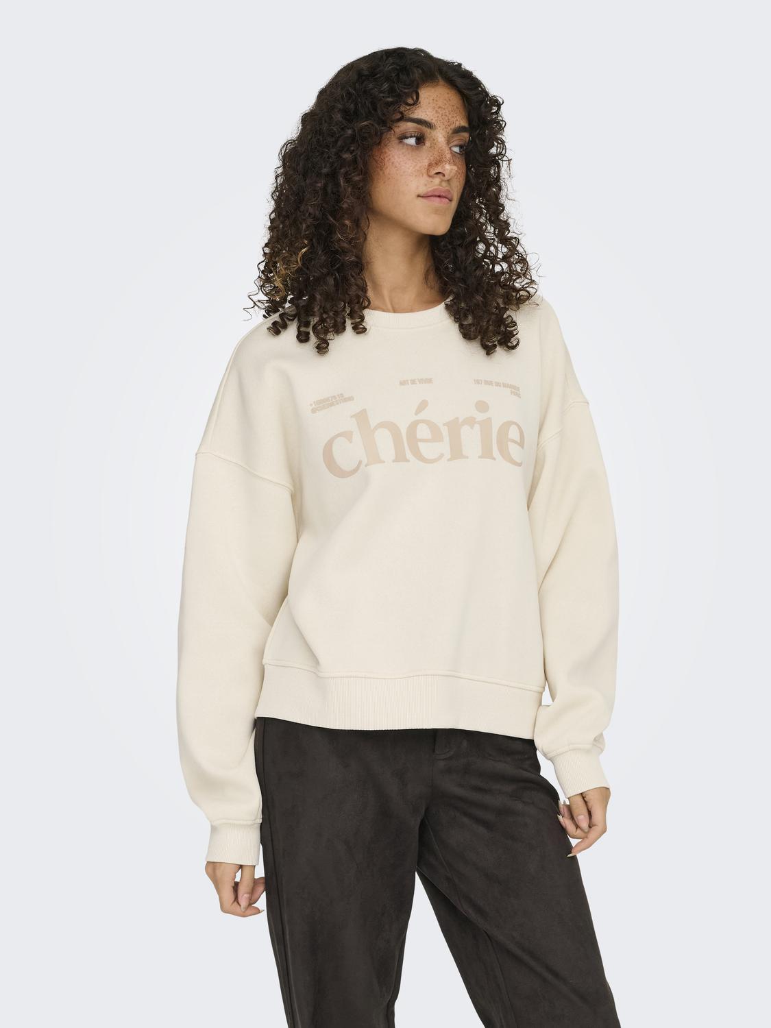 Onlbest L/s Print Crew Neck Swt Lysegrå