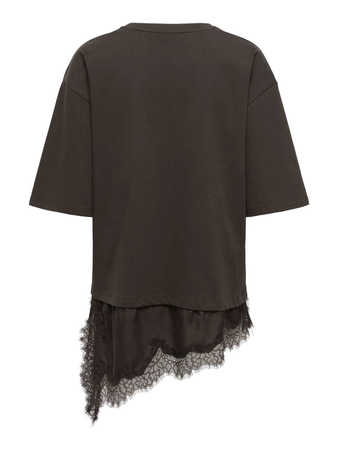 Jdyalma 2/4 Lace Detail T-Shirt Jrs Noos Brun
