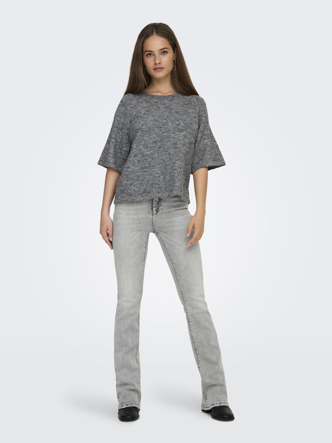 Onlazu 2/4 Raglan O-Neck Knt Grå