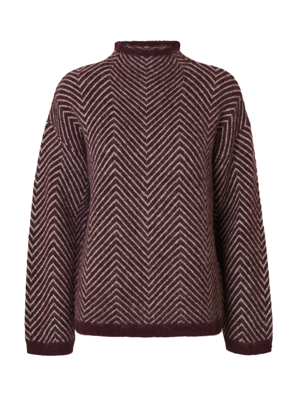 Slflulu Ls Herringbone Knit High Neck Mørkelilla