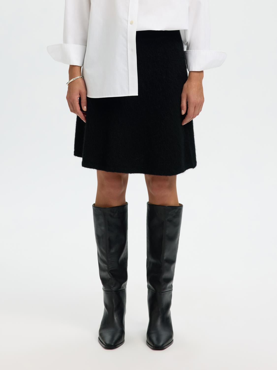 Slflulu Brushed Hw Knit Skirt Svart