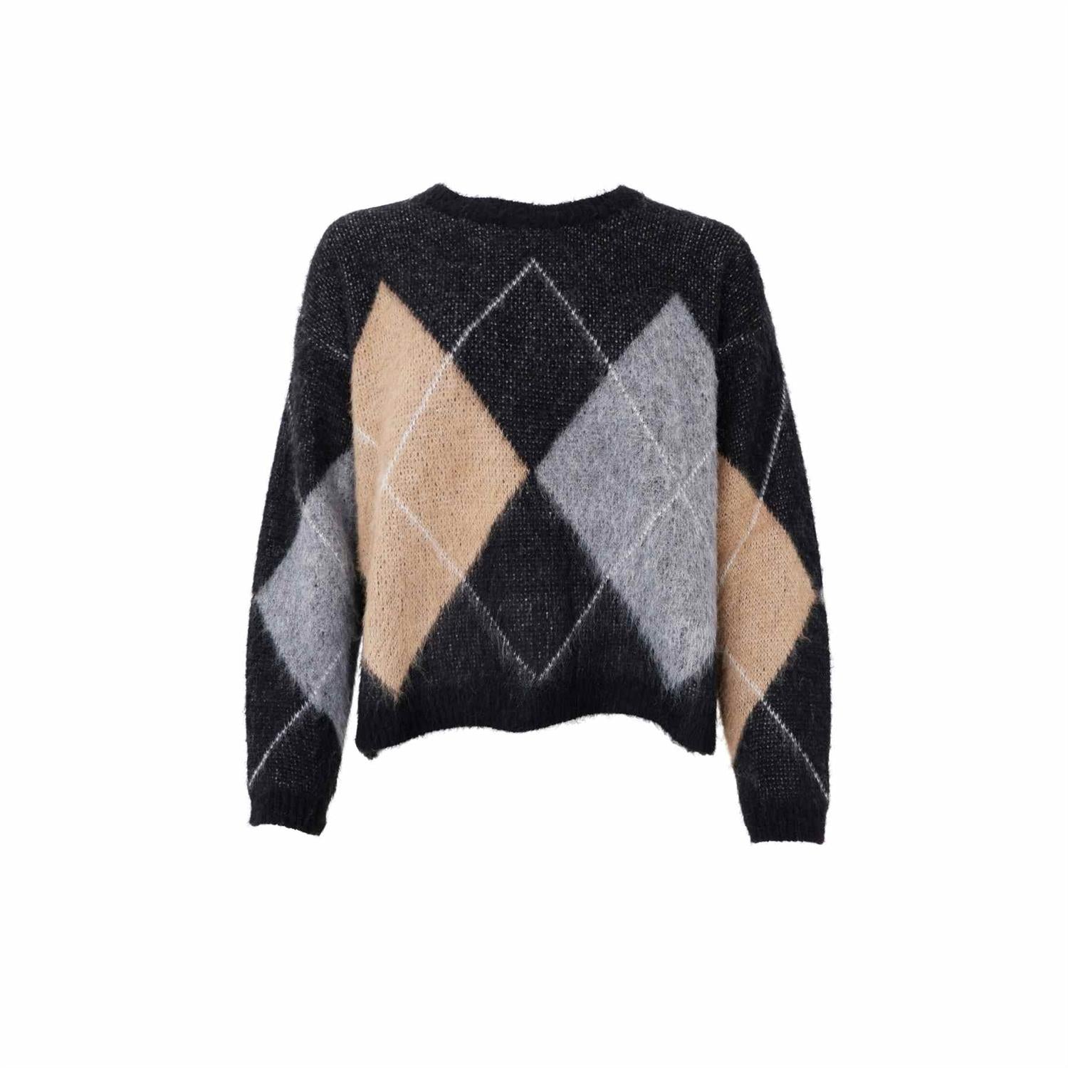 BCBETH ARGYLKE KNIT JUMPER Svart