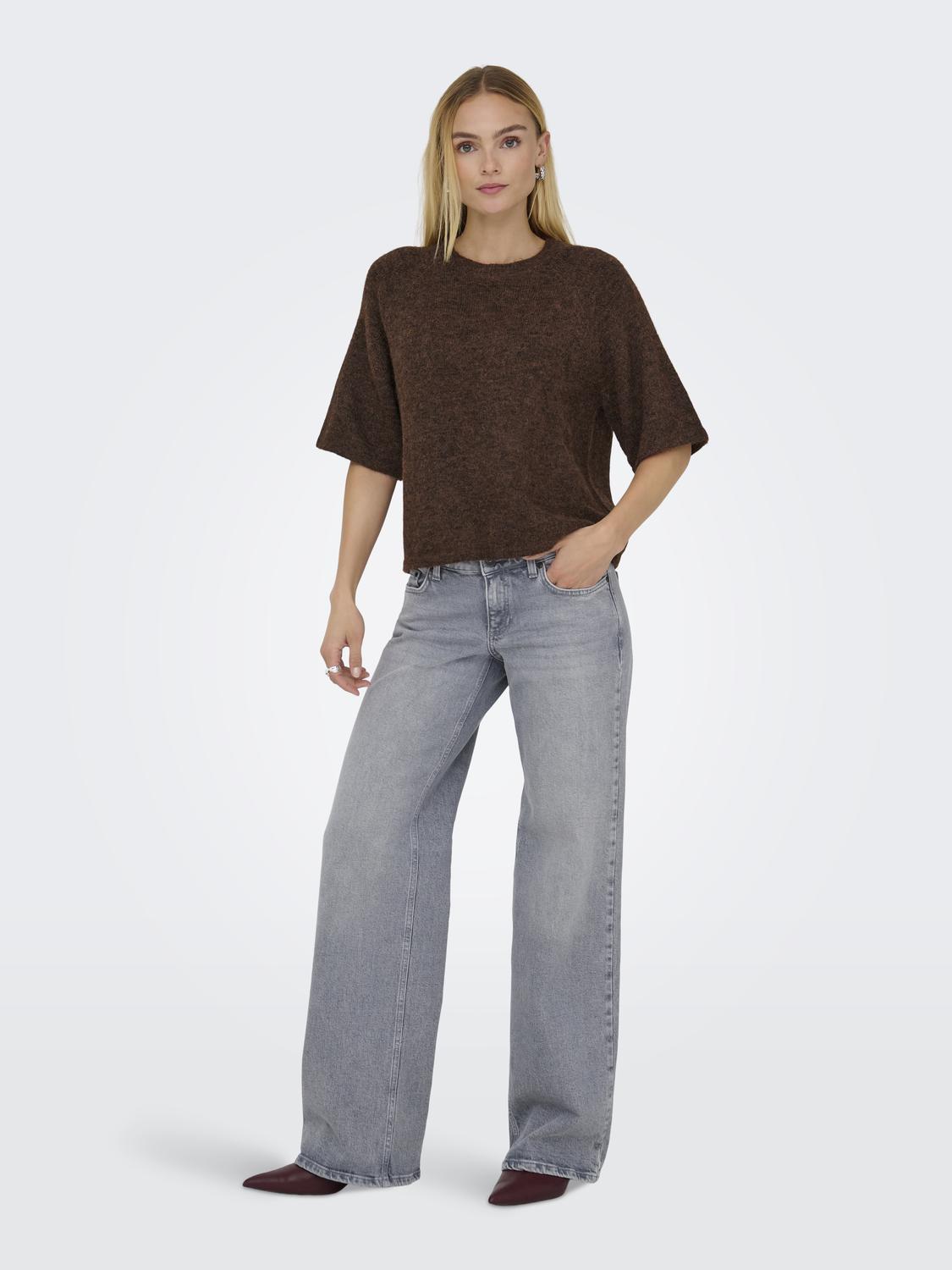 Onlazu 2/4 Raglan O-Neck Knt Brun