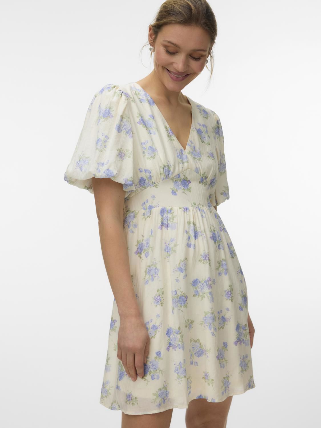 Vmbella 2/4 V-Neck Short Dress Wvn Blå