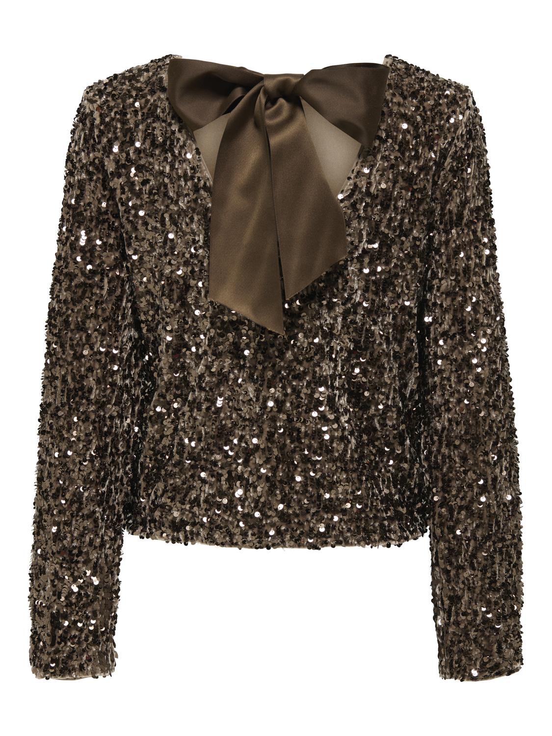 Onlconfidence L/s Sequin Bow Top Jrs Mellombrun