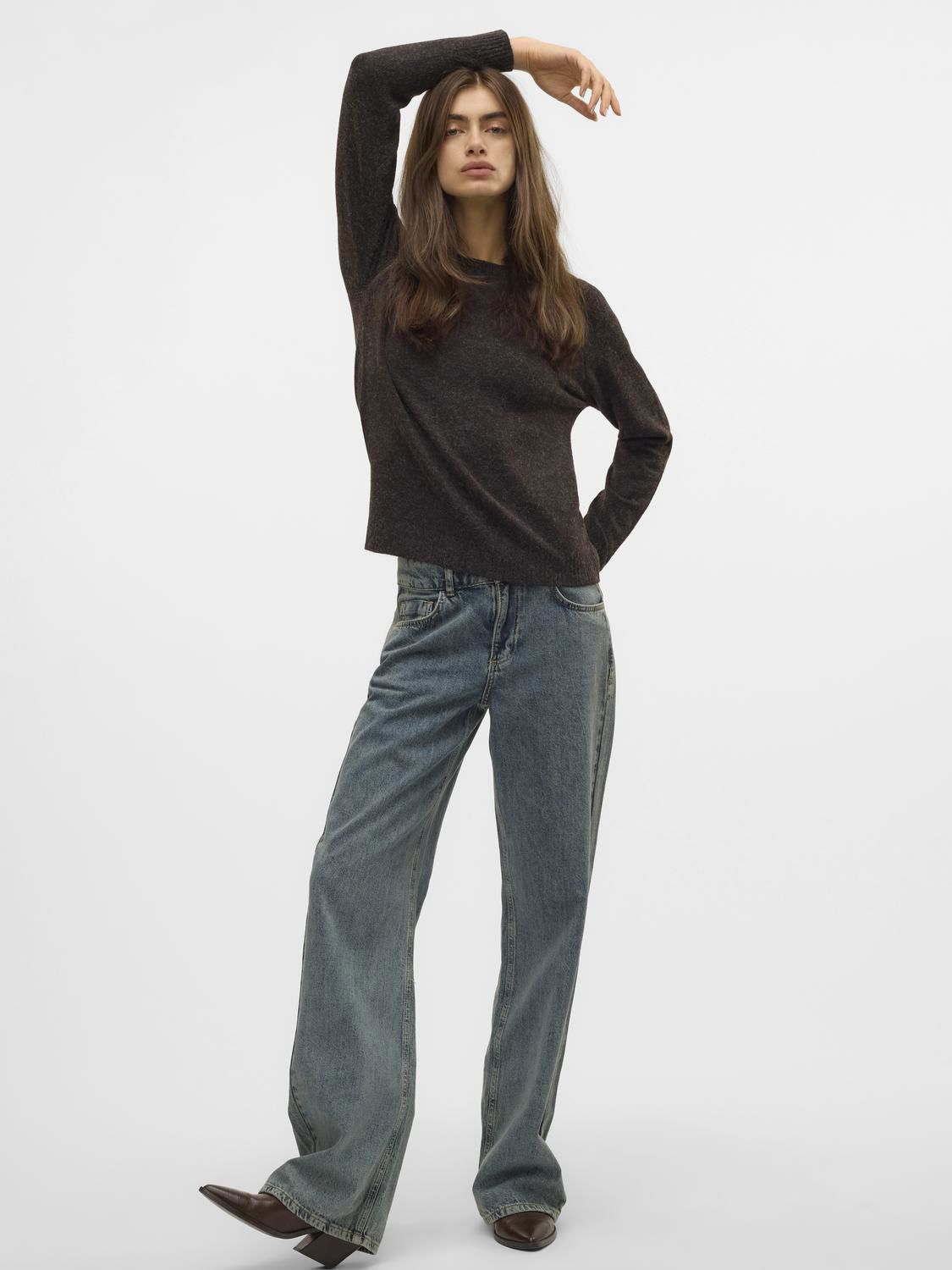 Vmdoffy Ls O-Neck Blouse Ga Noos Brun