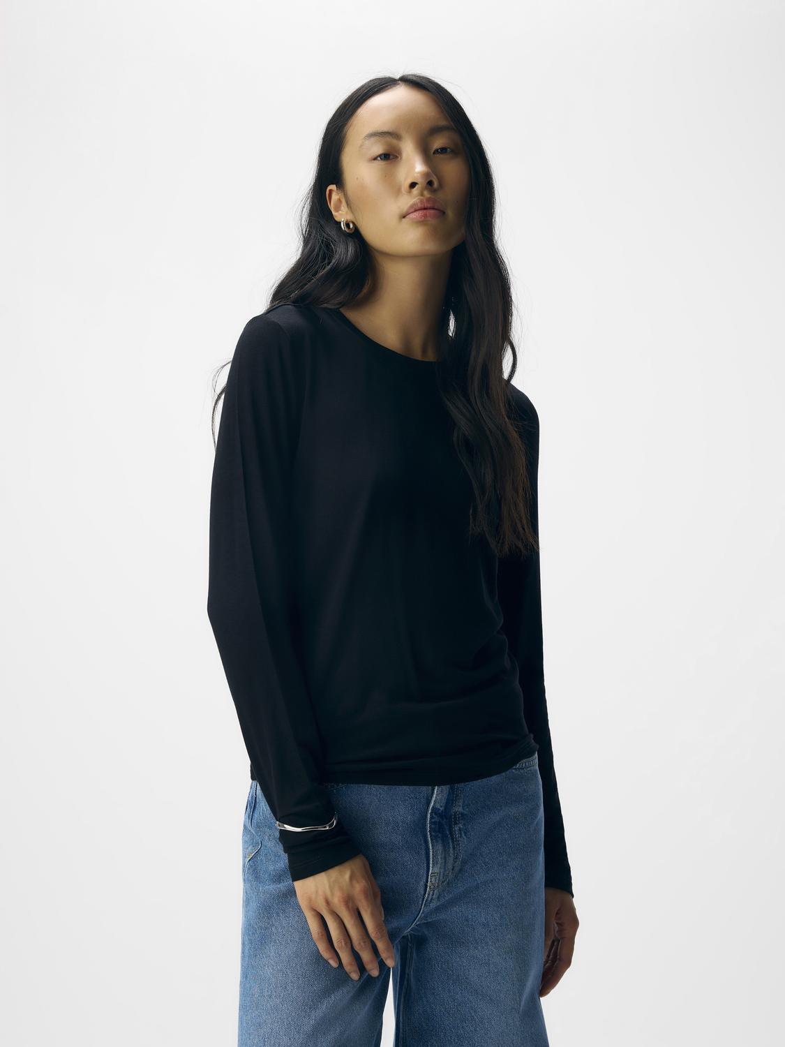 Objzofia Sli L/s O-Neck Top Noos Sort