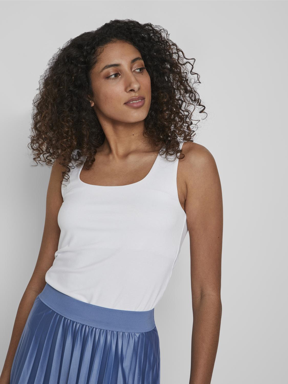 VIKENZA U-NECK S/L TANK TOP Klar Hvit