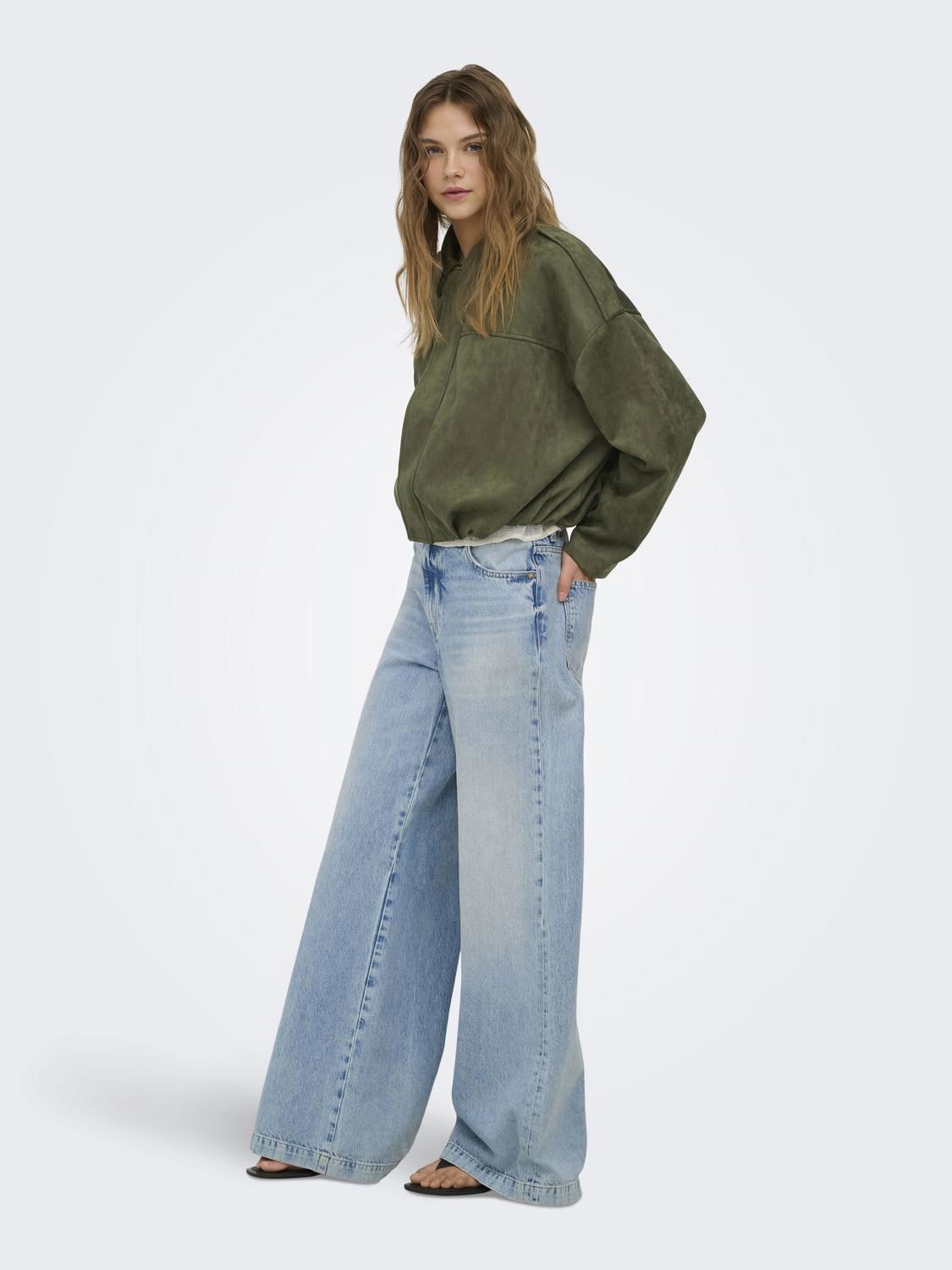 Onlmoon-Stina Faux Suede Bomber Pnt Noos Grønn