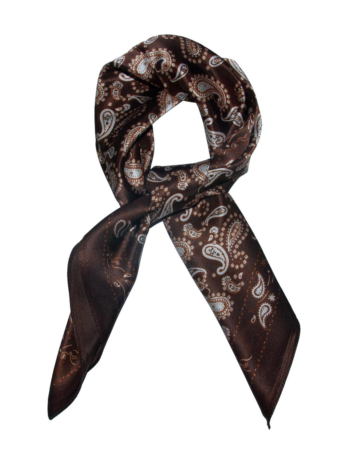 Skjerf paisley SILKE 70x70 Brun