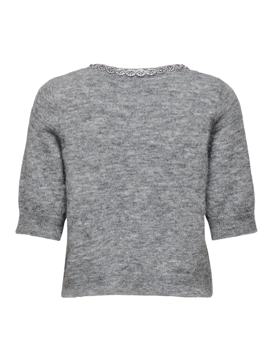 Jdyalva Life 2/4 Embel Cardigan Knt Noos Grå