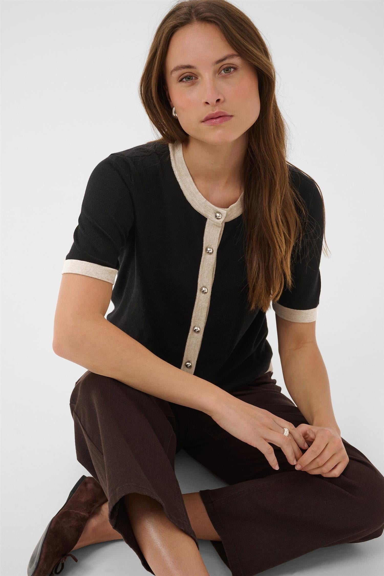 Kalizza Contrast Cardigan Sort