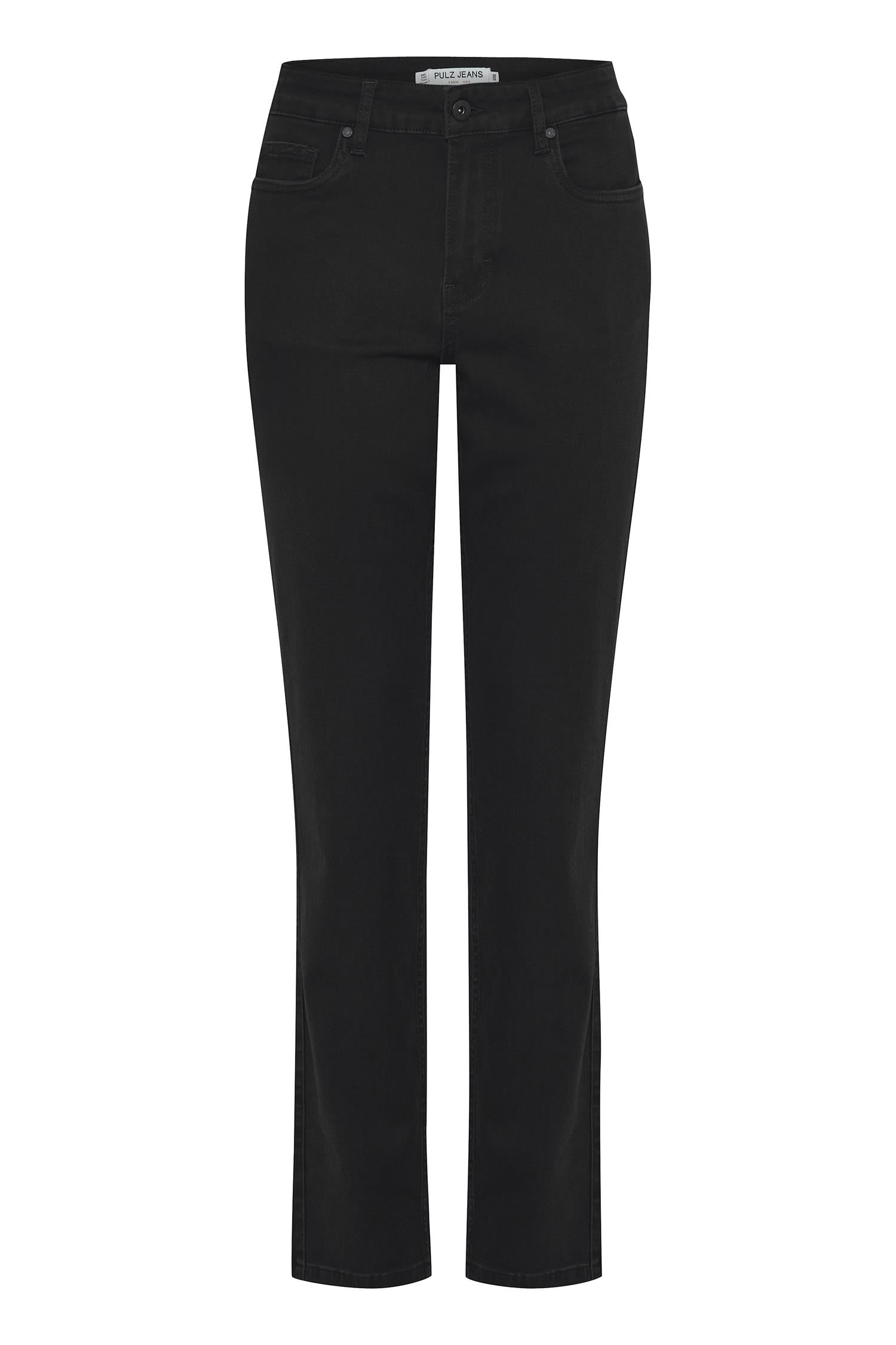 Pzemma Hw Jeans Medium Straight Leg Black Denim