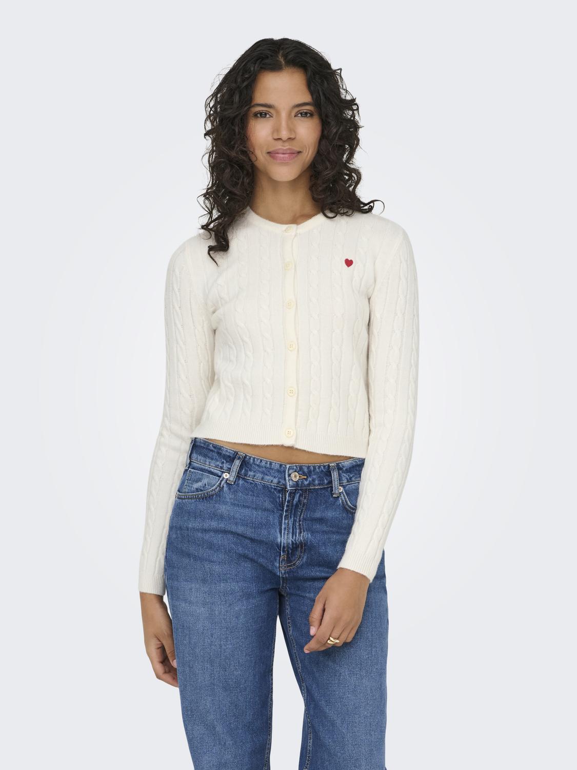 Onlkatia Ls Cable Button Cardigan Cc Knt Hvit
