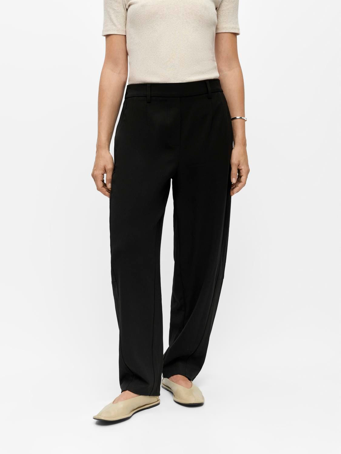 Objlisa Hw Ankle Barrel Pant Noos Sort