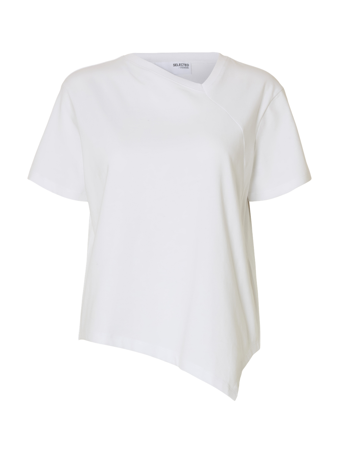 SLFMILA SS ASSYMETRIC TEE Hvit