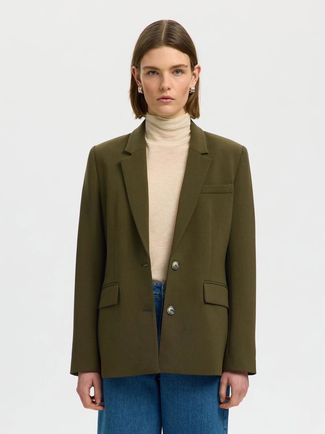 Slwrita Ls Classic Blazer Mel Noos Grønn