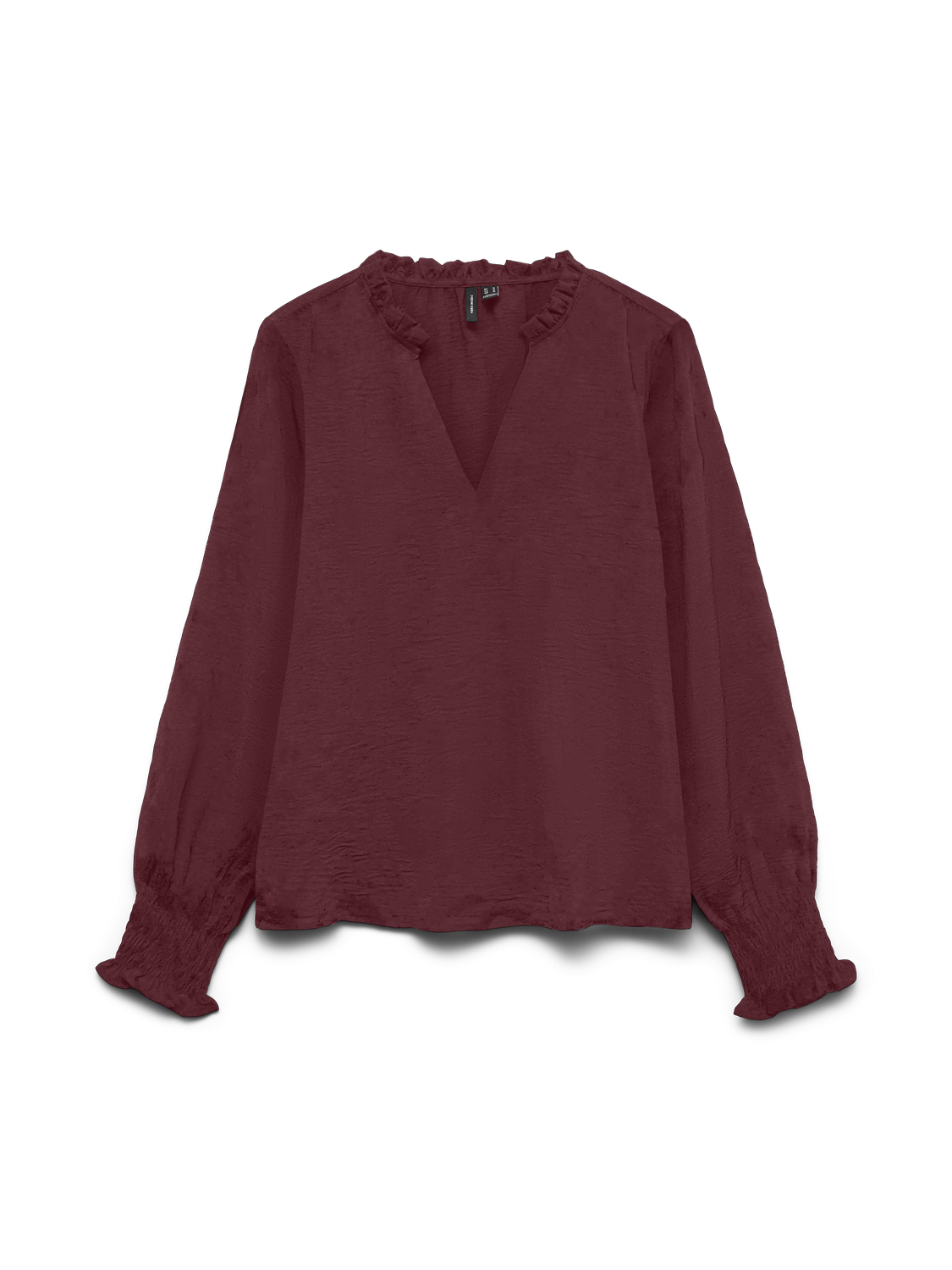 Vmcarla Foil L/s V-Neck Top Wvn Ga Mørkerød