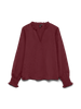 Vmcarla Foil L/s V-Neck Top Wvn Ga Mørkerød
