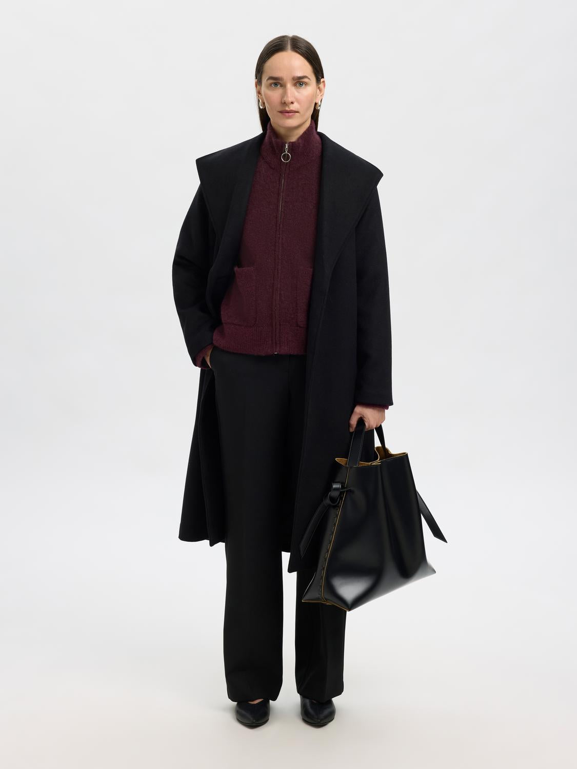 Slfsia Ras Ls Knit Zipper Cardigan Noos Mørkelilla