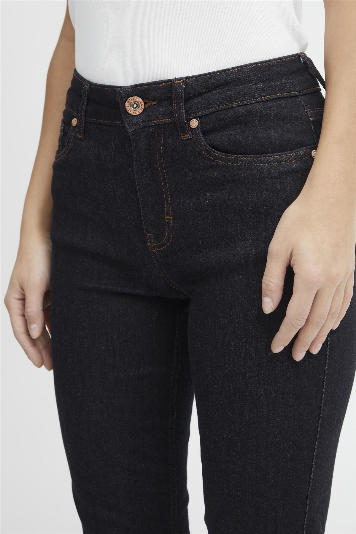 Pzemma Hw Jeans Medium Straight Leg Blå