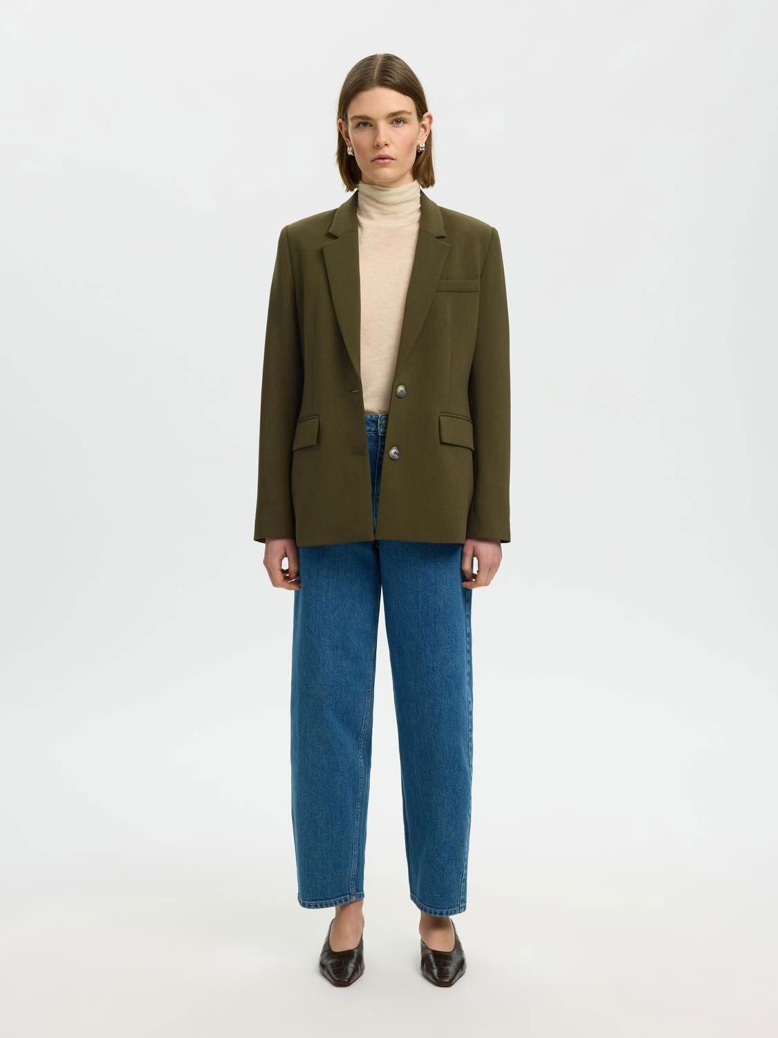 Slwrita Ls Classic Blazer Mel Noos Grønn