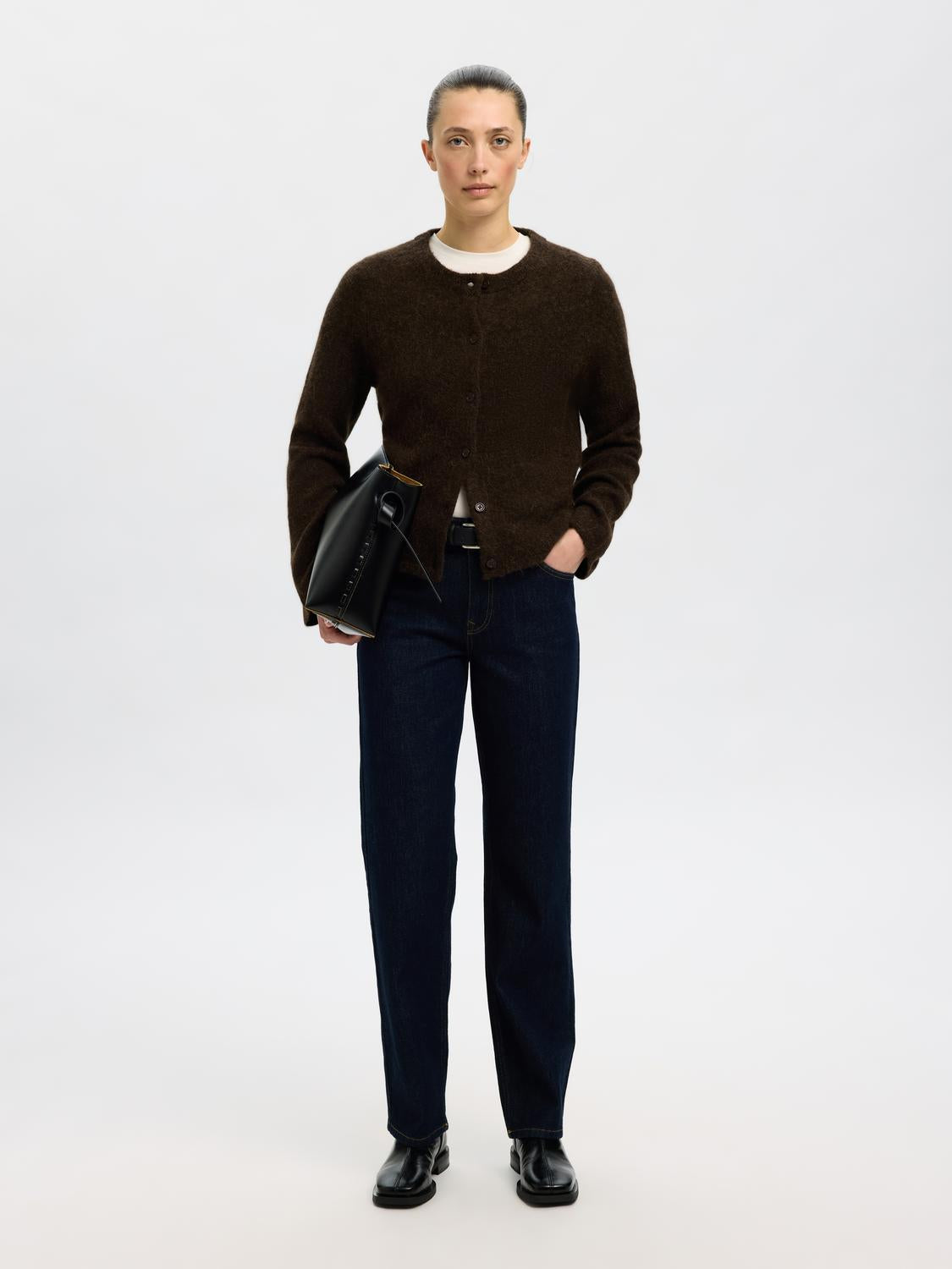 Slflulu New Ls Knit Cardigan Noos Brun