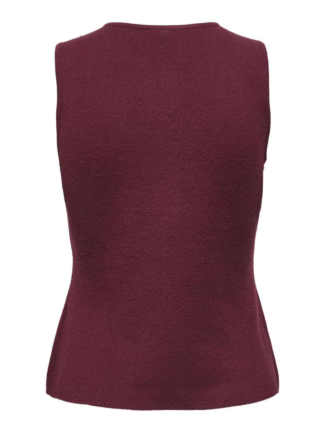 Onlibi Button Sl Vest Cc Knt Burgunder