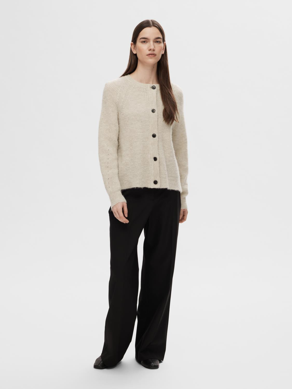 Slflulu Ls Knit Short Cardigan Noos Grå