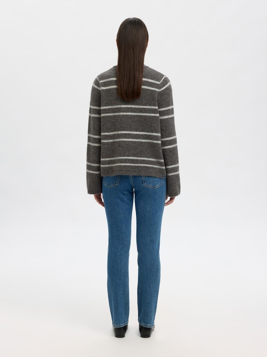 Slflulu Ls Knit Half Zip Noos Mellomgrå