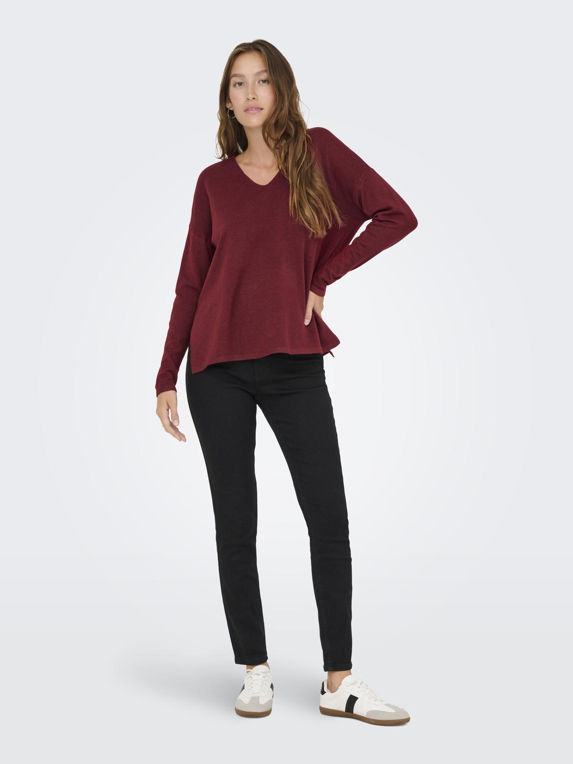 Onlamalio Life Ls V-Neck Knt Mørkelilla