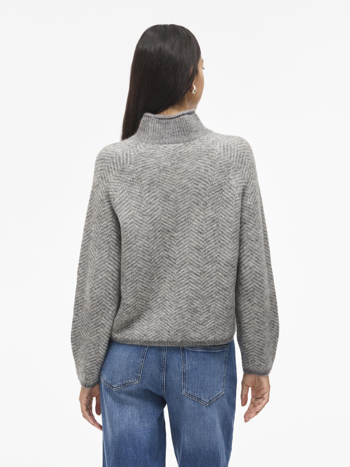 Vilory High Neck L/s Knit Top - Noos Mellomgrå