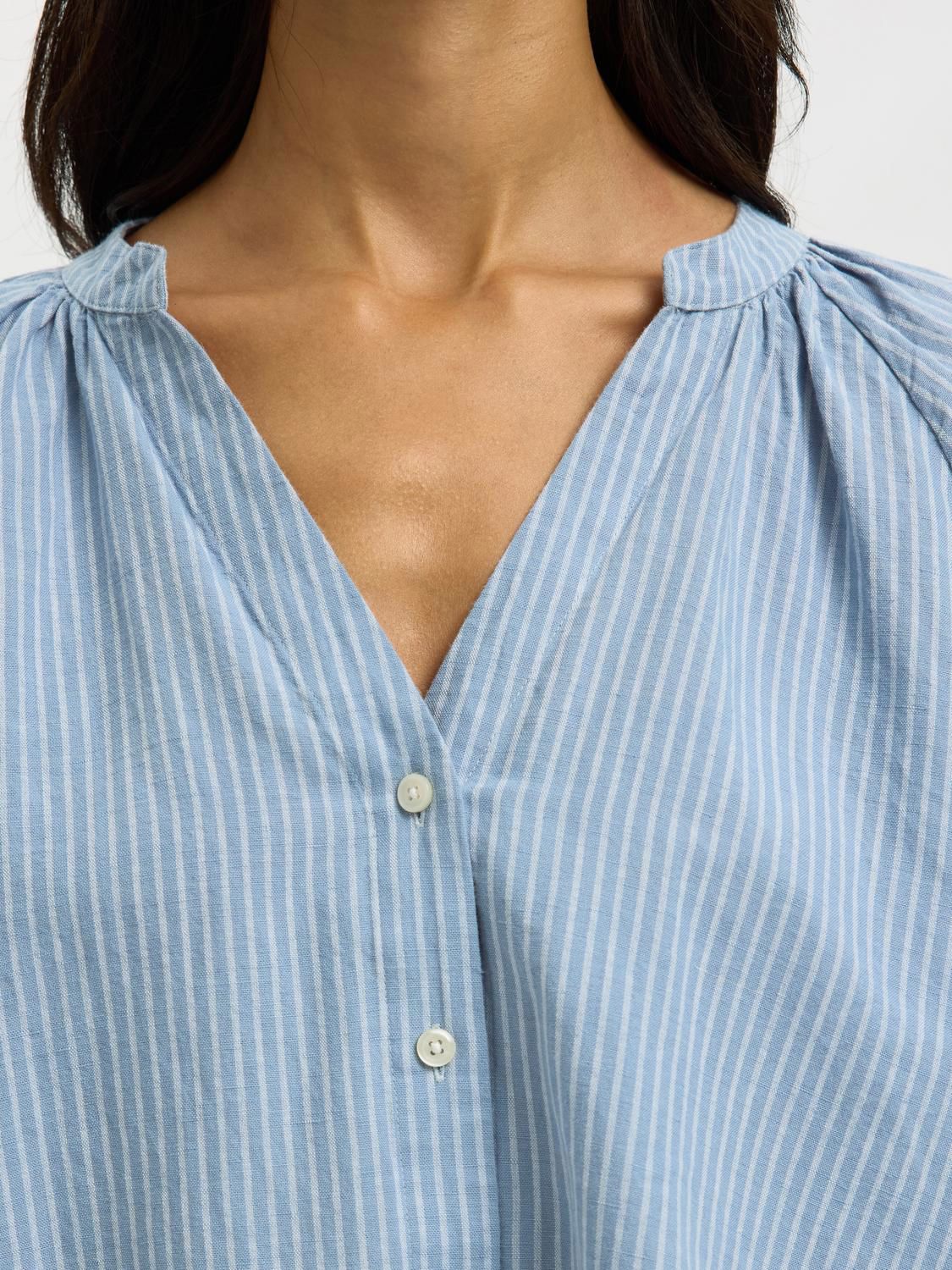 Slwcleo-Alberta Linen Blend Shirt Noos Blå