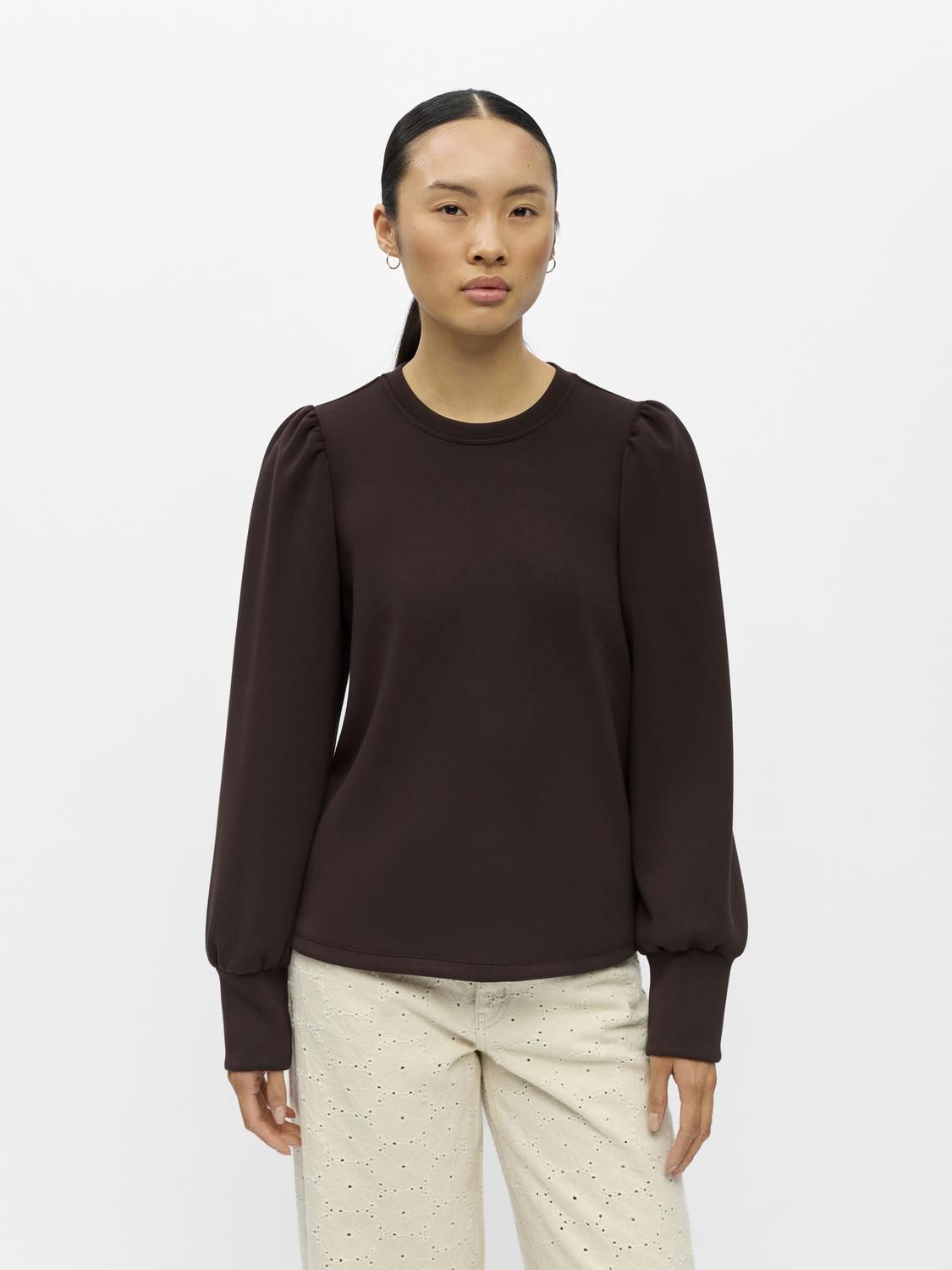 Objandrea Re L/s O-Neck Sweat Noos Brun