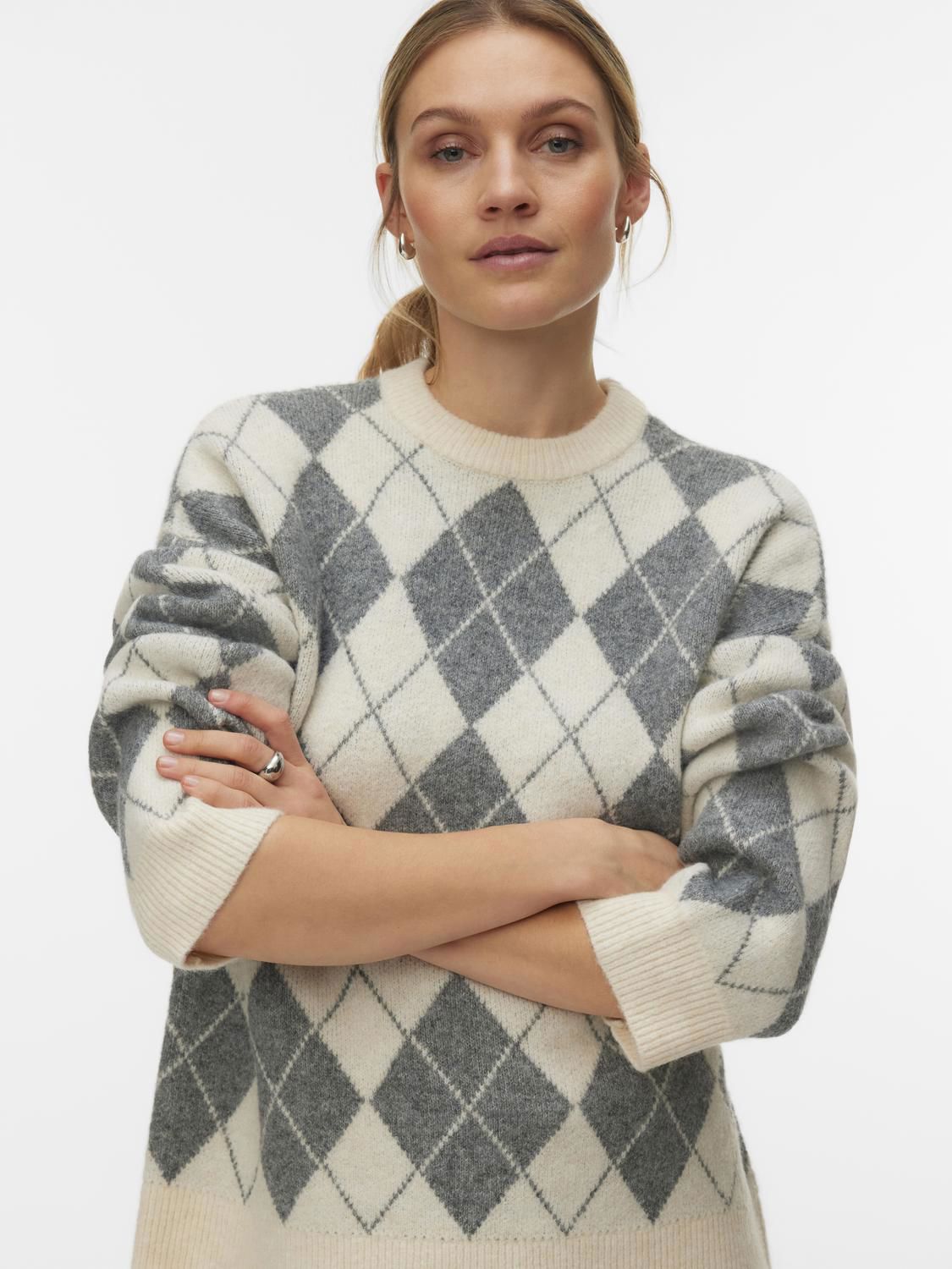 Vmhalo Ls O-Neck Pullover Boo Grå