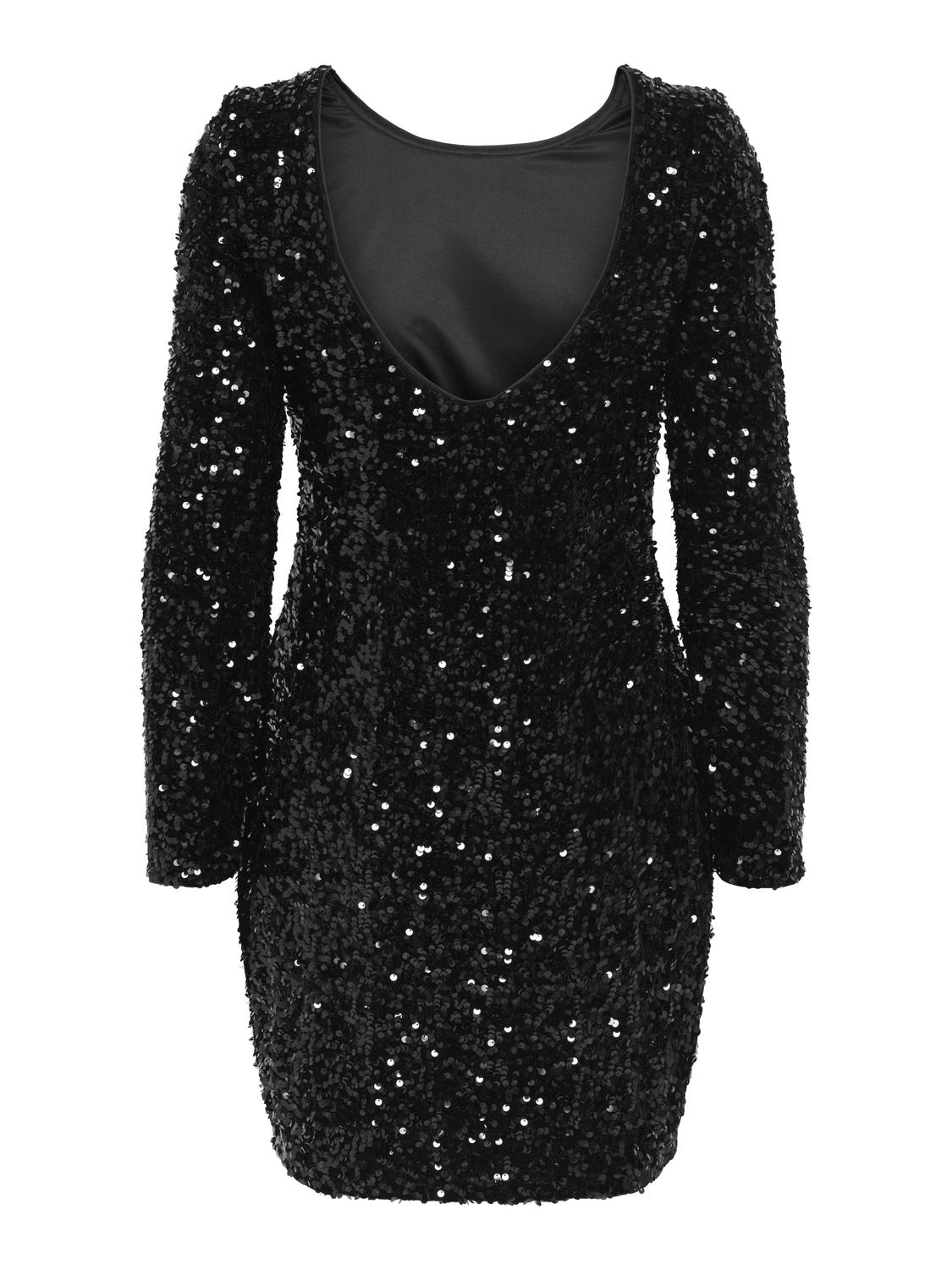 Onlconfidence L/s Deep Sequins Dressjrs. Svart