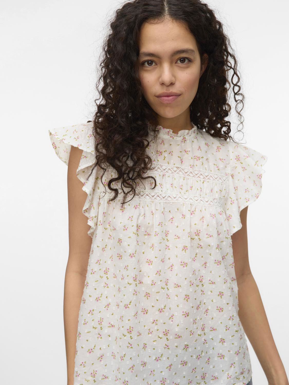 Vmtrine Sl Lace Top Wvn Noos Hvit