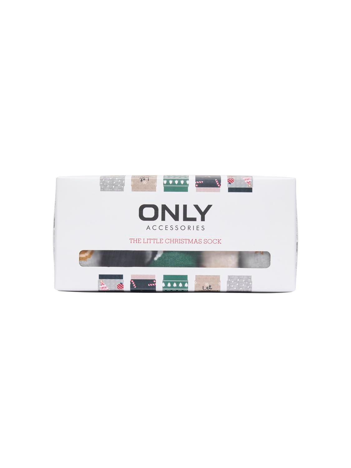 Onlchristmas 5-Pack Socks In A Box Acc Lysegrå