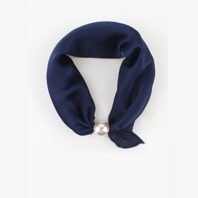 SOLID COLOUR SCARF&PEARL Blå