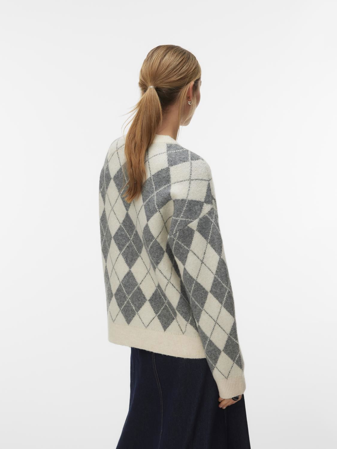 Vmhalo Ls O-Neck Pullover Boo Grå
