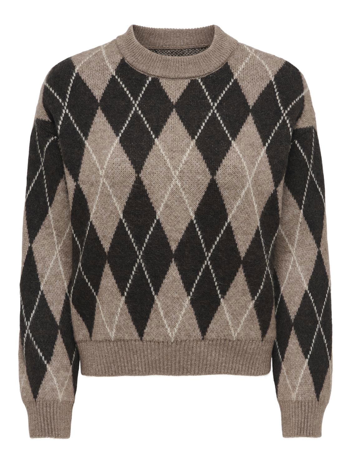Jdybianka L/s Argyle Pullover Knt Noos Brun