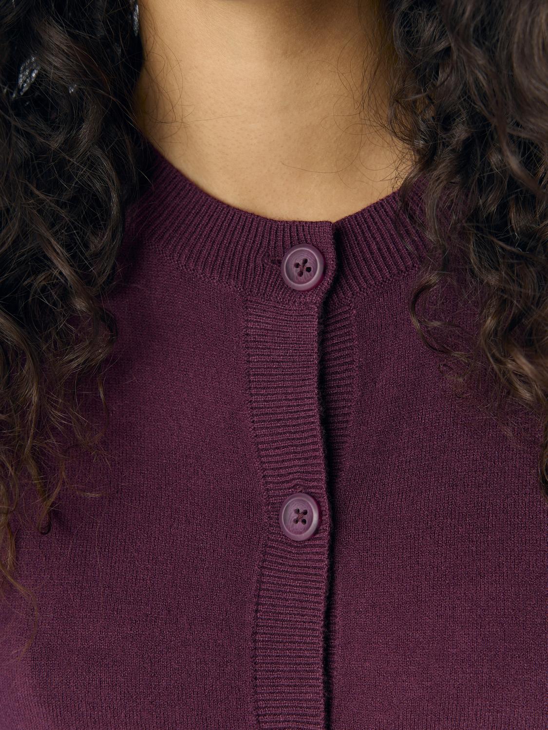 Objthess L/s Short Cardigan Noos Mørkelilla